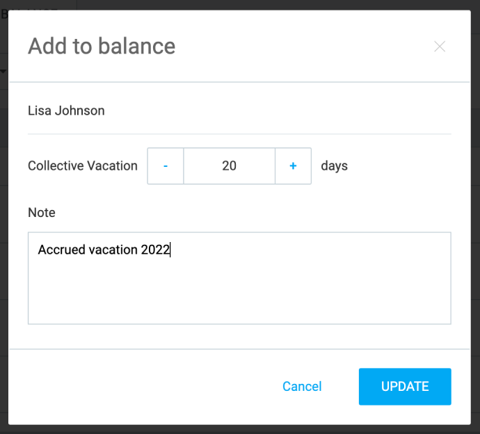 Adding note to balance in Clockify