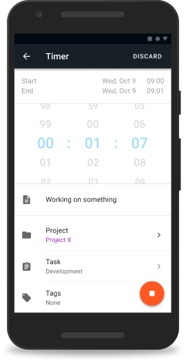 Capture d'écran de l'appli Android de suivi du temps pour l'édition des détails