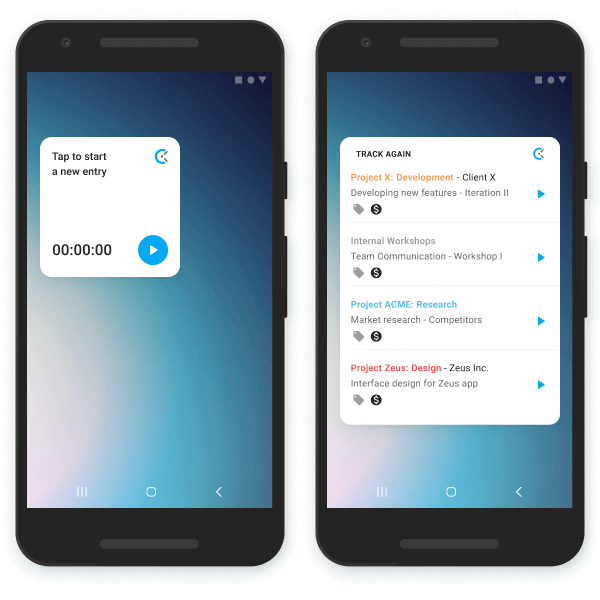 Control del tiempo para Android: widget