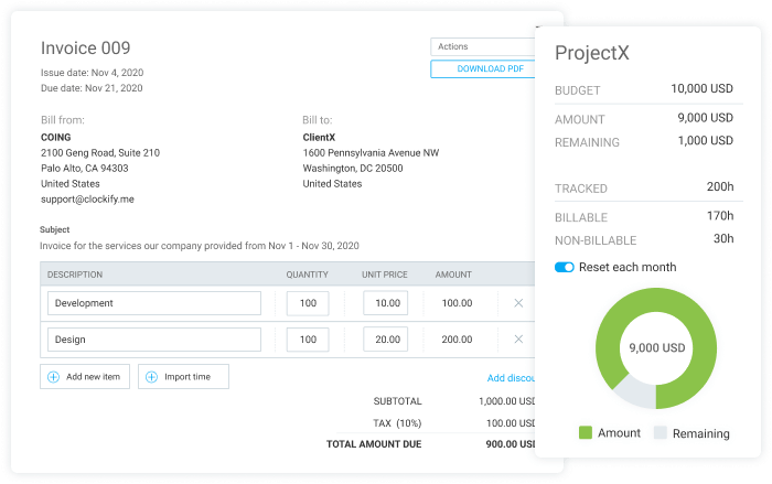 Projektbudget und Rechnungsstellung