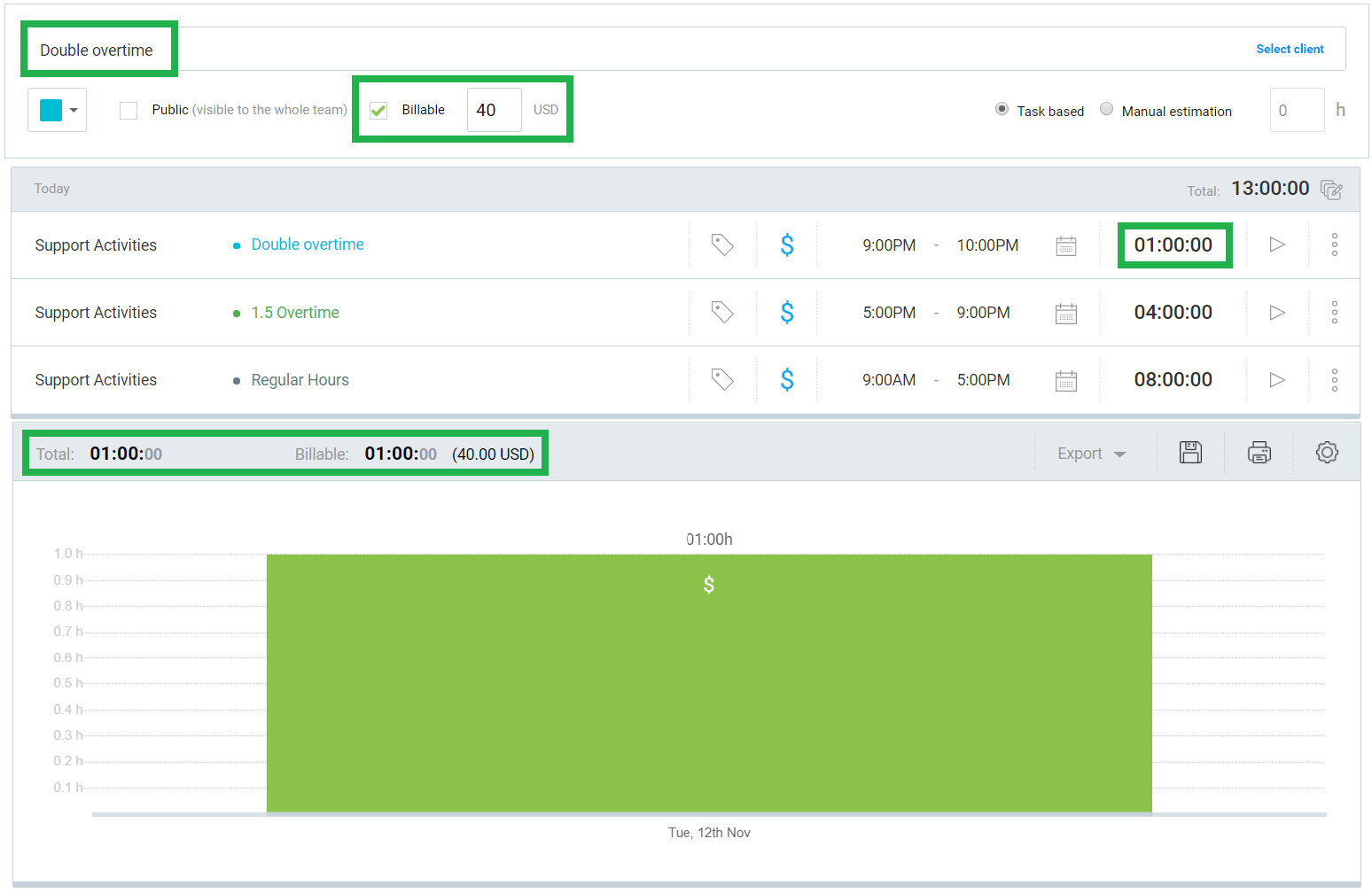 Setting project rate in Clockify