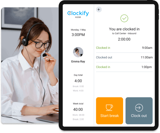 Time Clock for Call Centers - Clockify screenshot