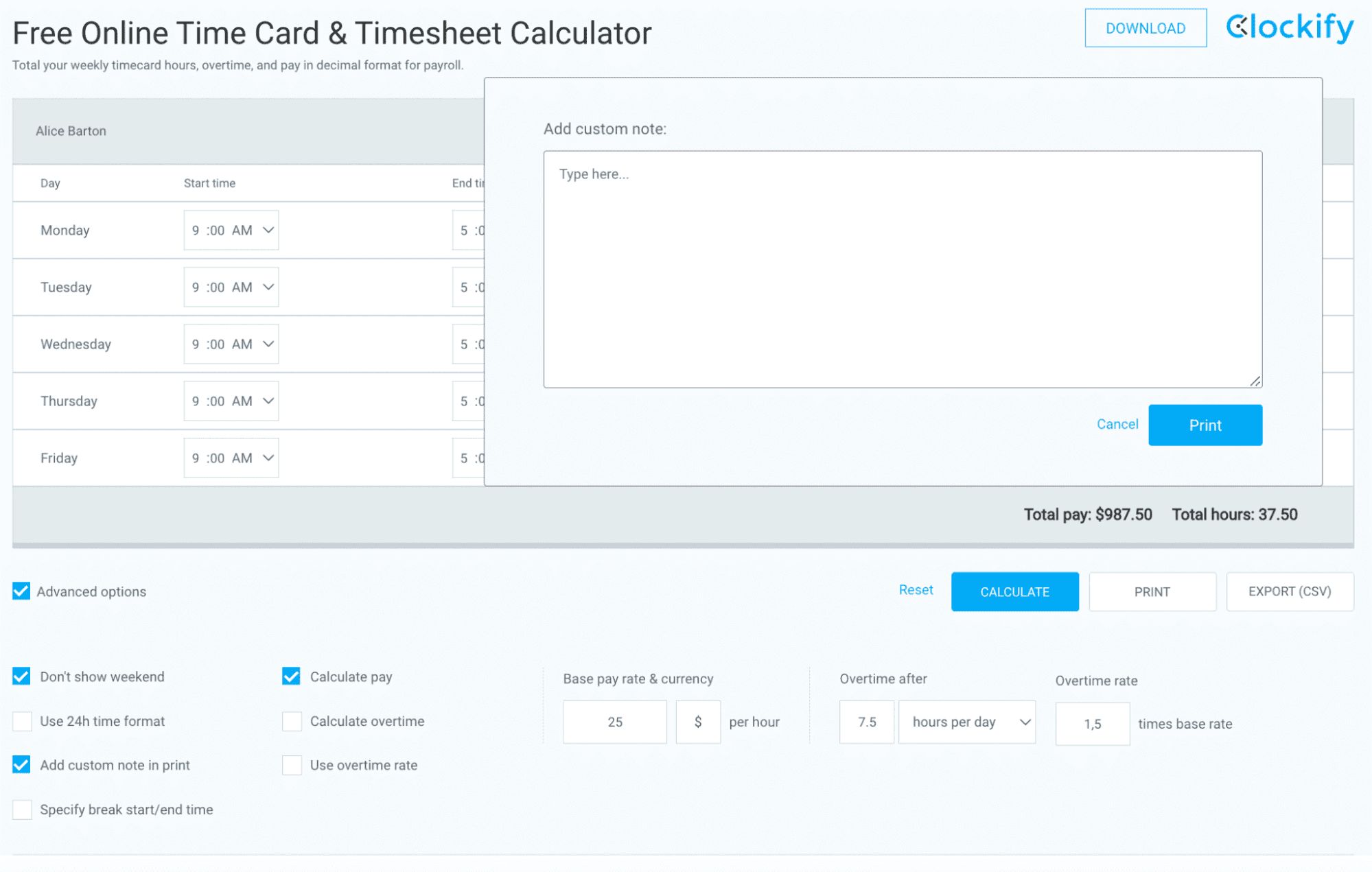 Personnaliser la carte de pointage dans le calculateur