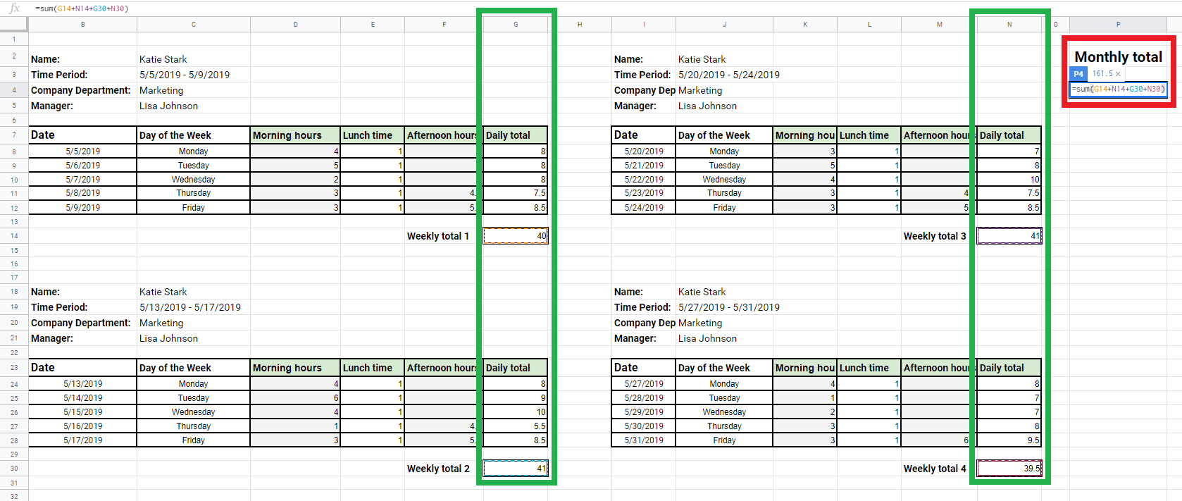 monthly working hours formula preview imgae