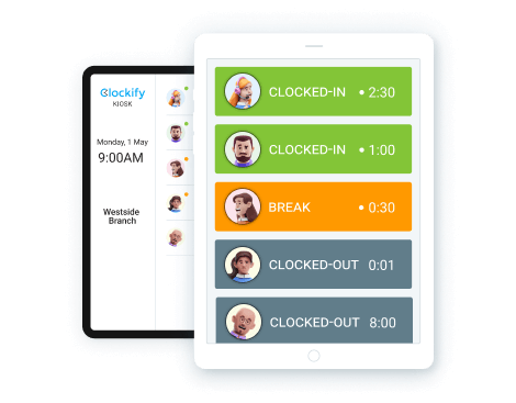 Kiosk feature showing users' statuses