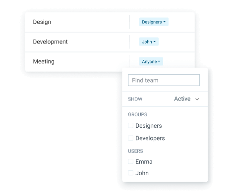 Assigning users or groups to tasks