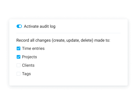 Audit log of changes to time entries