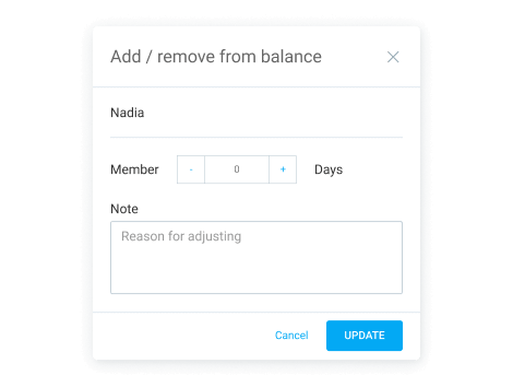 Adding time off days manually