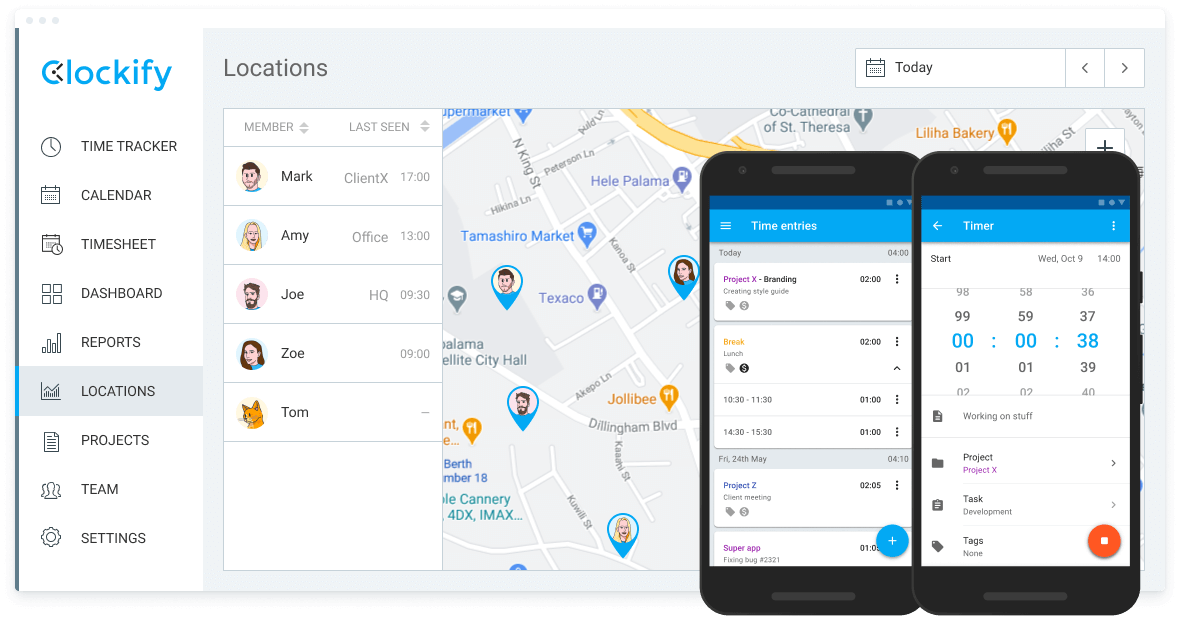 GPS-Stempeluhr und Zeiterfassung-App für Mitarbeiter - Clockify Screenshot