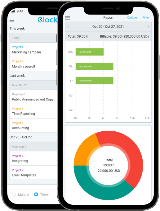 Capture d'écran de l'appli gratuite de suivi du temps pour iOS (iPhone et iPad)