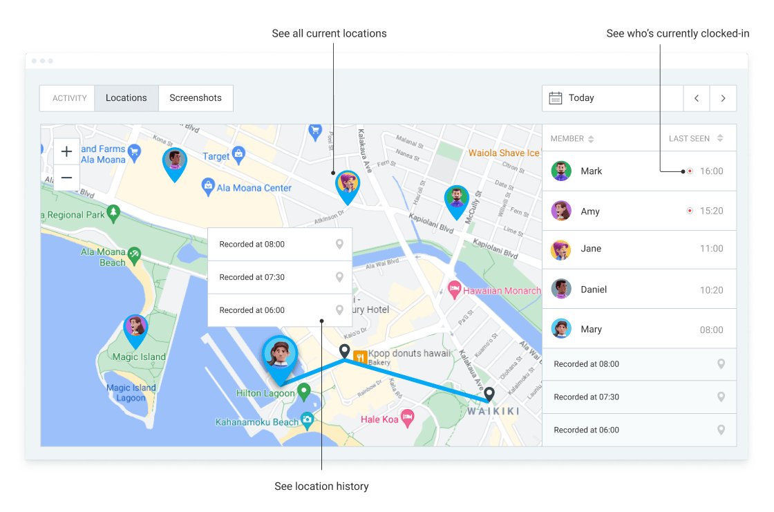 Ferramenta de localização do Clockify