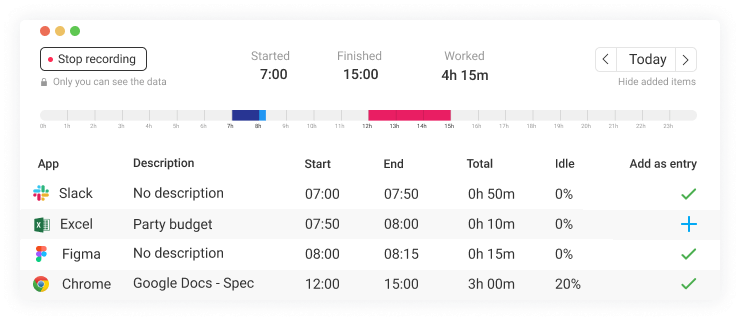 Mac time tracking app screenshot of where to enable automatic time tracker