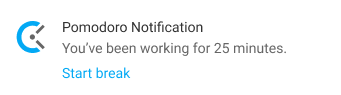 Minuteur Pomodoro - notification commencer la pause