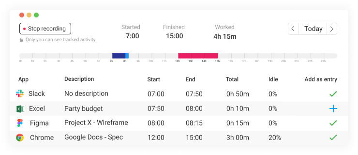 Clockify's time recording software