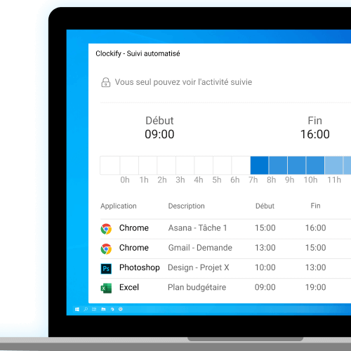 Appli de bureau de suivi du temps pour Mac et Windows