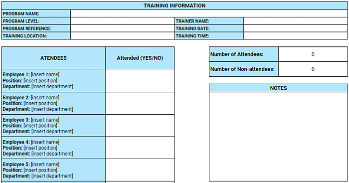 training program attendance