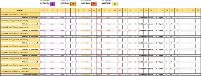 visual time off tracker