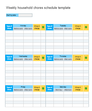 Weekly Household Chores Schedule